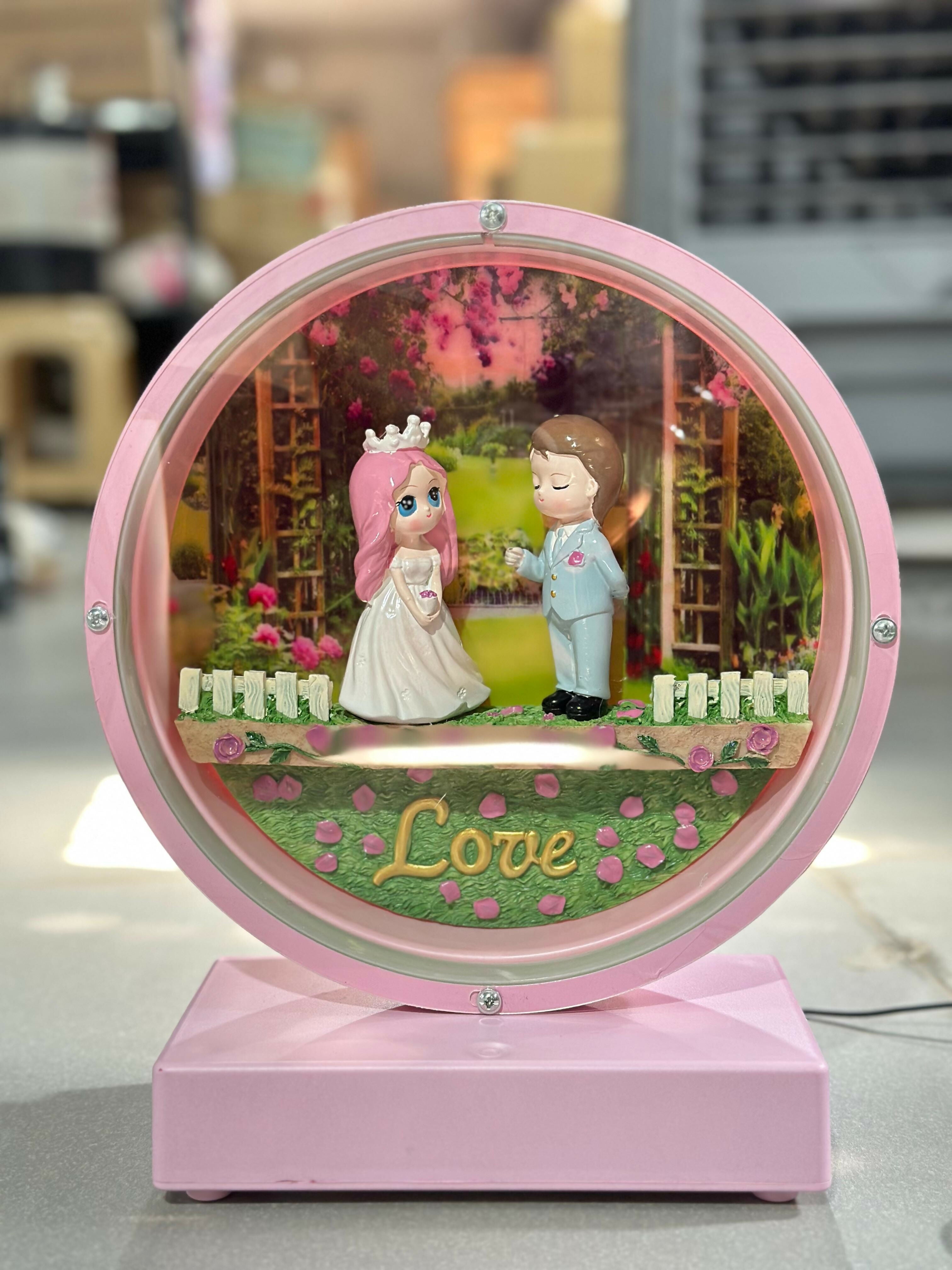 Romantic Garden Love Lamp romantic couple showpiece wedding couple figurine love LED night lamp bride and groom statue valentine gift decor heart love light kissing couple tabletop decor purple romantic light couple anniversary gift glowing love