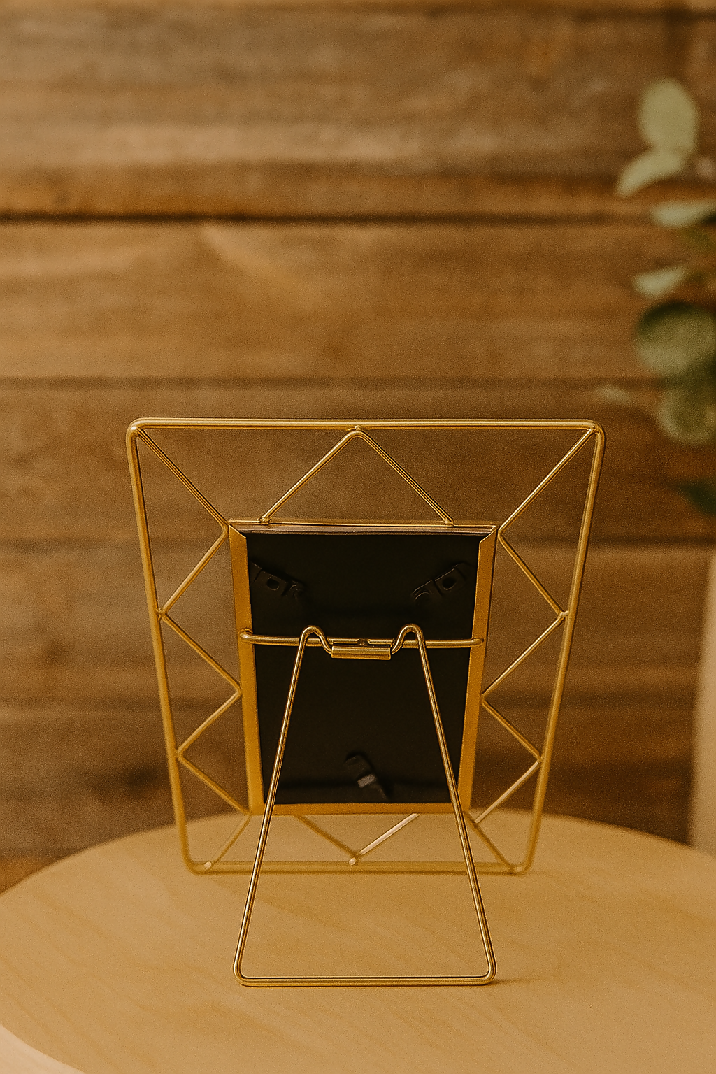 Modern Geometric Gold Metal Photo Frame – Stylish Tabletop Picture Frame for 4x6 Inch Photos with Minimalist Diamond Wire Design, Elegant Home and Office Décor with “Keep Life Simple” Insert