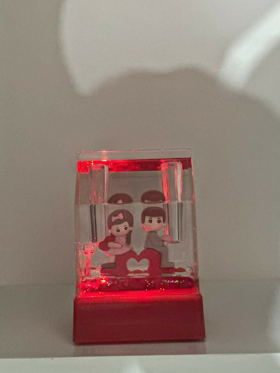 Heartfelt Moments Love Cube Acrylic Liquid Motion Teddy Love Sign Block | Valentine's Day Gift | Romantic Desk Showpiece | Clear Decorative Display with Floating Glitter