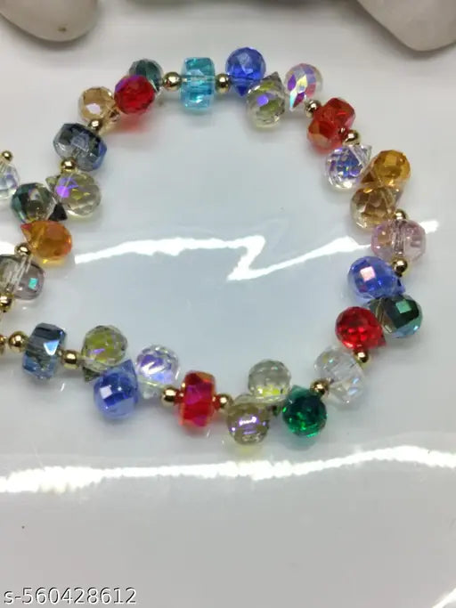 Partywear Adjustable Bracelet With Different Colours Shining Crystal Stones
