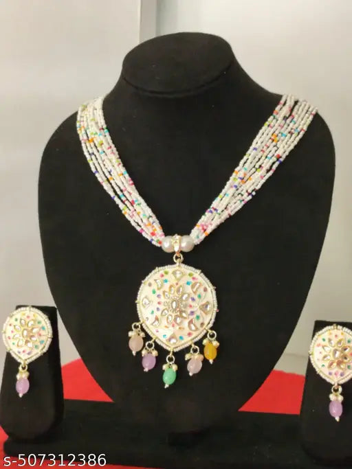 Multicoloured Traditional Weddingwear Necklace Earrings