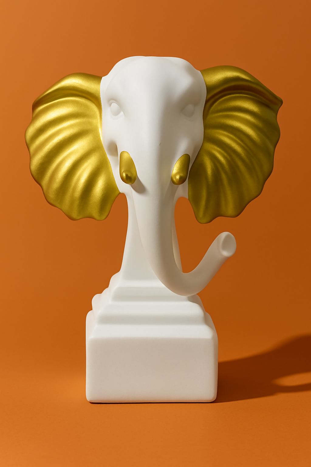 HOME DECOR Luxury White and Gold Elephant Head Showpiece