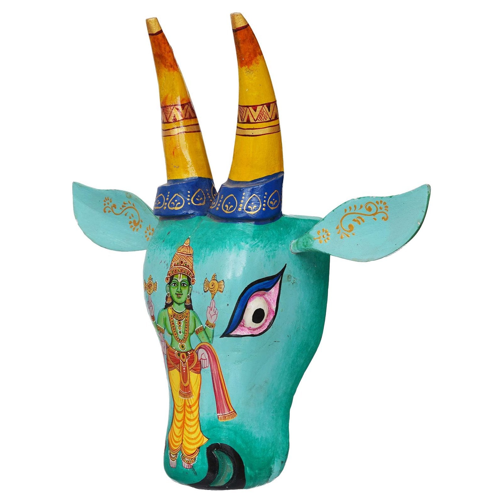 Handpainted Cow Head VISHNU JI | Bull Head | Wall Decor | Vintage Decor | Nandi | Home Dcor
