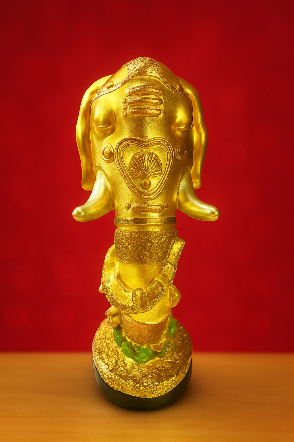 HOME DECOR Handcrafted Golden Lord Ganesha Elephant Head Idol with Baby Elephant Figurine
