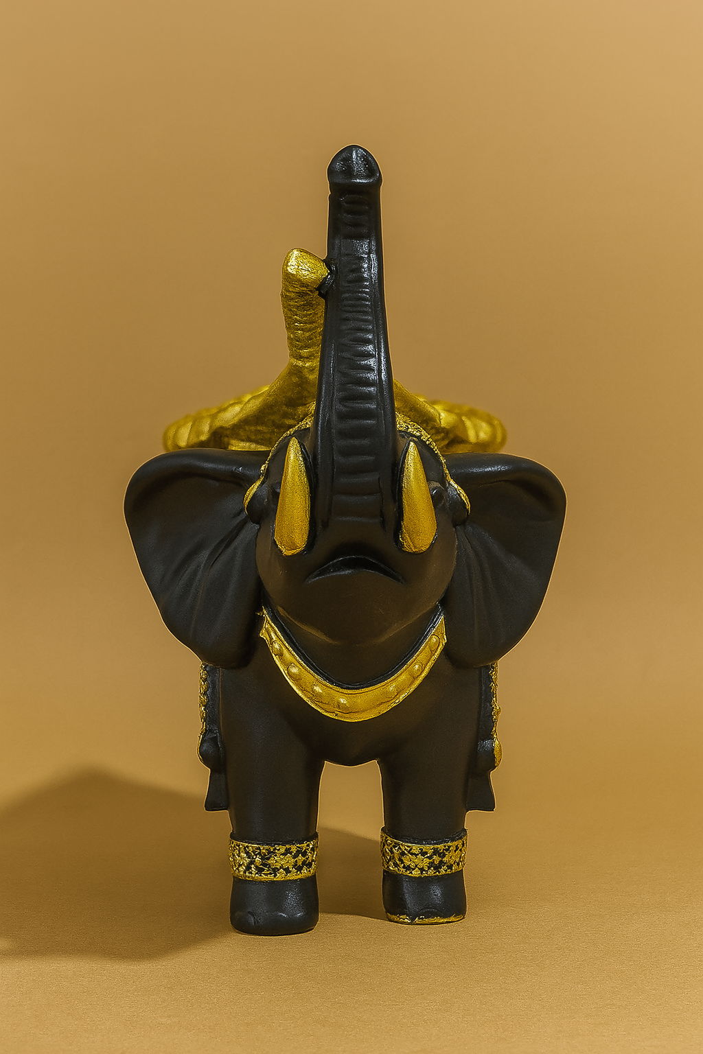 HOME DECOR Royal Black and Gold Elephant Statue  – Luxury Indian Figurine
