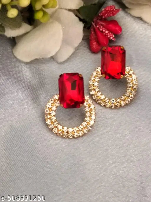 Combo of Red and Off white Coloed Partywear Small Eastuds