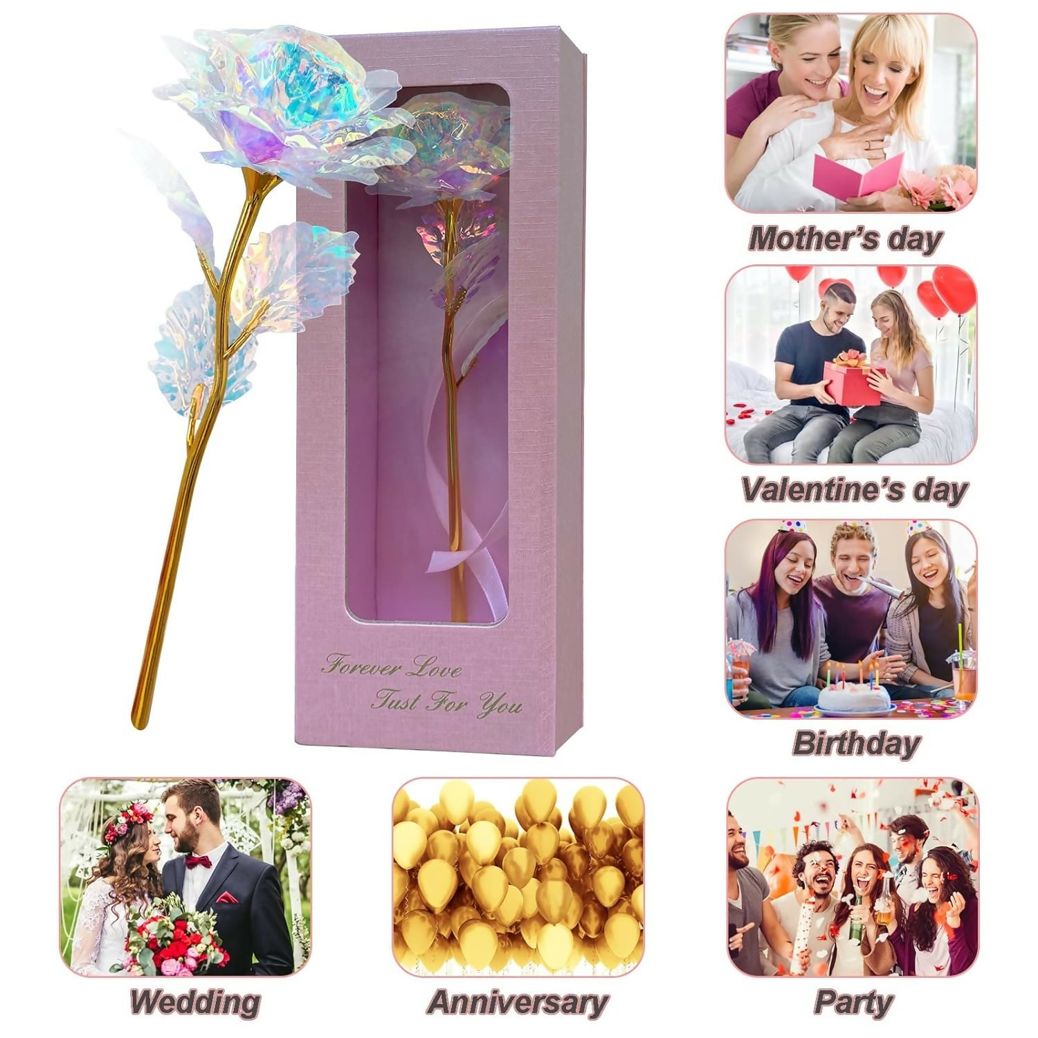 Elegant Galaxy Rose – Iridescent Artificial Flower Decoration for Home, Office, or Romantic Gift – Perfect for Anniversary, Valentine's Day, or Table Centerpiece Display