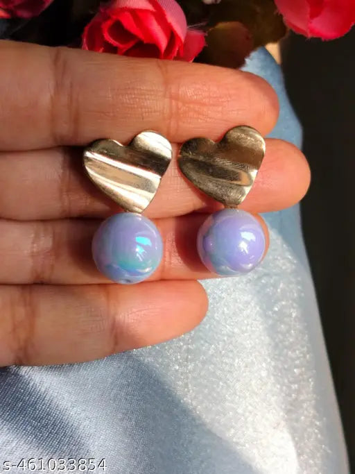 Western Small Heartshaped Studs With Different Colour Pearls