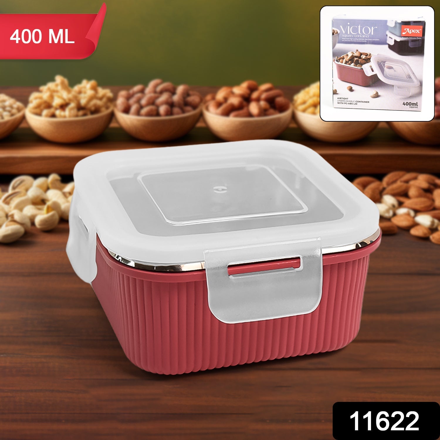 Apex Victor Square Food Storage Container (400 ML / 1 Pc)