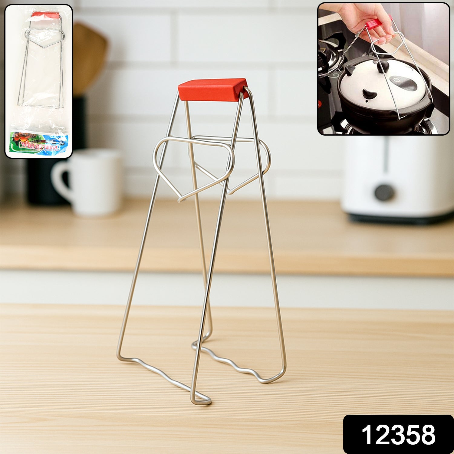 Heavy-Duty Stainless Steel Kitchen Dish Plate Bowl Vessel Gripper Tong (1 Pc)