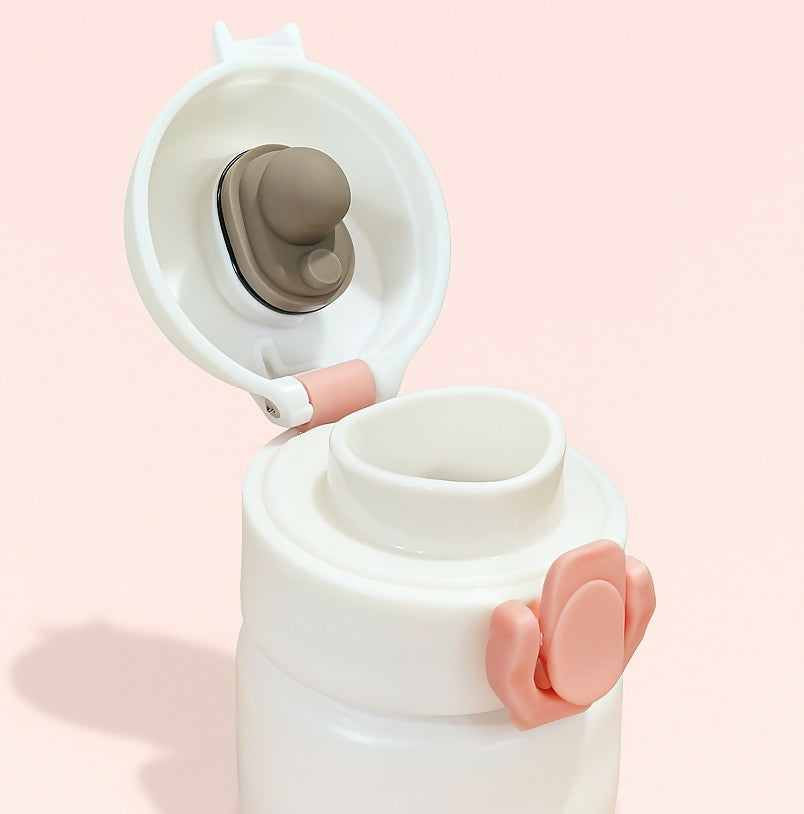 Pink & White Unicorn Water Bottle for Kids – 500ml BPA-Free Sipper Bottle with Flip Lock Lid and Cute "Beautiful" Unicorn Print (Leak-Proof & Reusable)