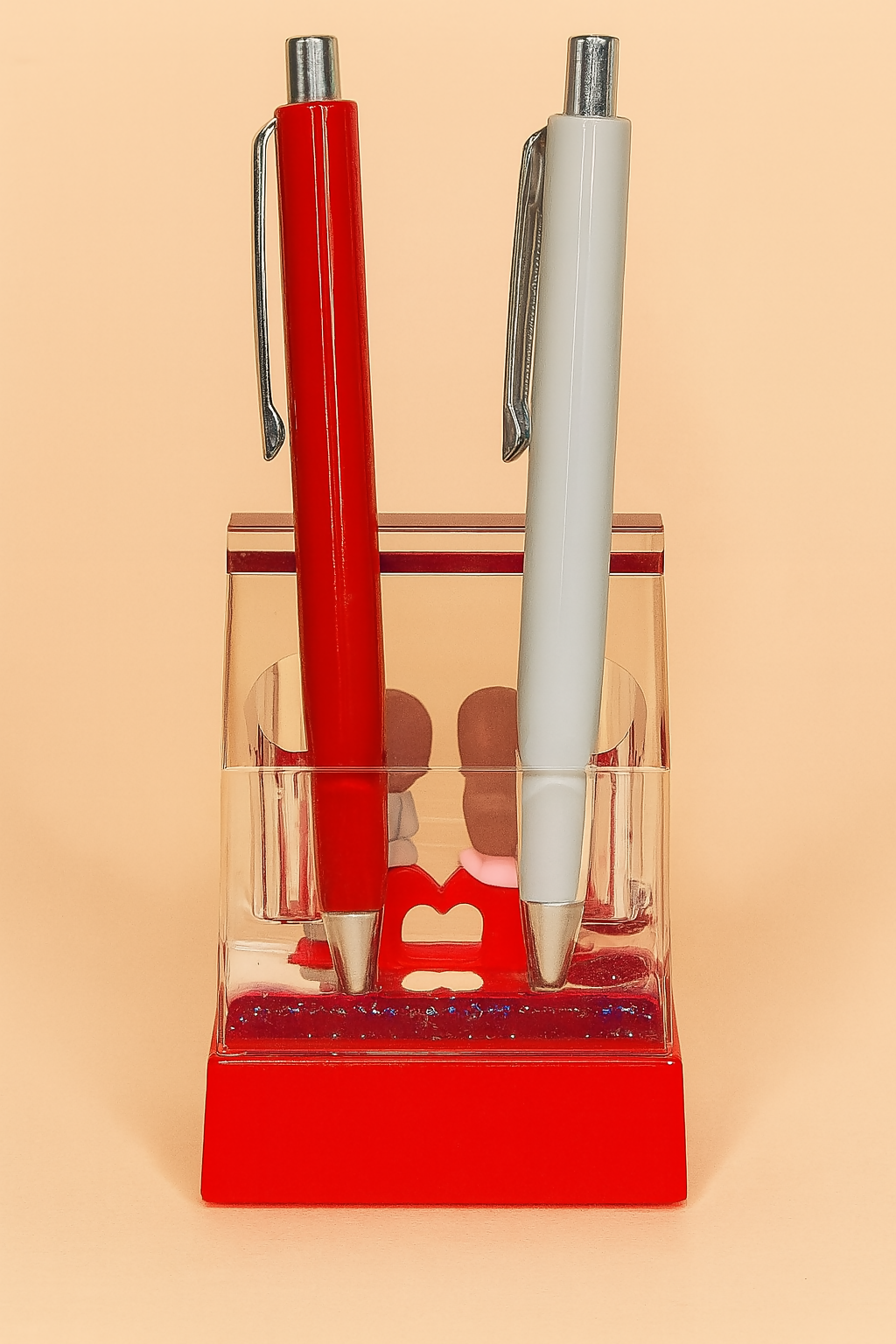 Heartfelt Moments Love Cube Acrylic Liquid Motion Teddy Love Sign Block | Valentine's Day Gift | Romantic Desk Showpiece | Clear Decorative Display with Floating Glitter