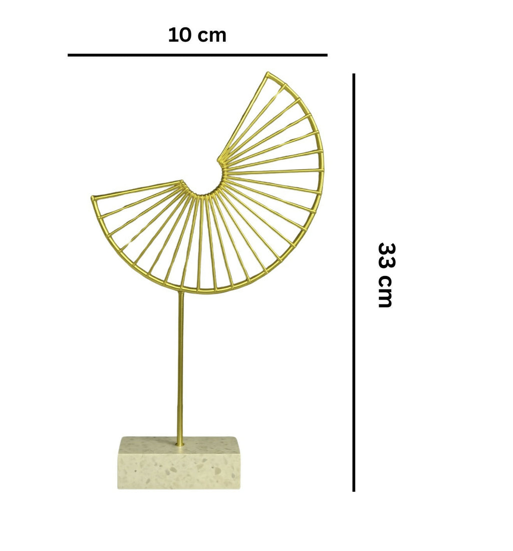 HOME DECOR Modern Abstract Golden Wire Sculpture with Stone Base – Minimalist Table Decor