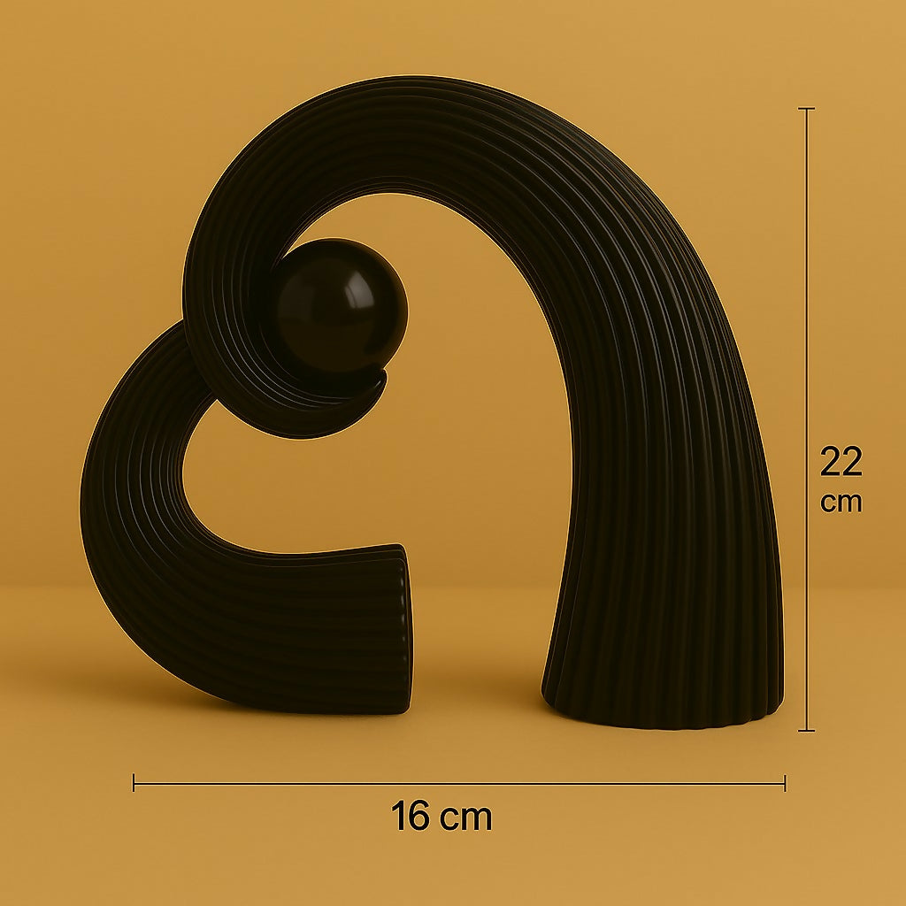 HOME DECOR Modern Abstract Black Resin Sculpture – Minimalist Art Decor with Sphere Accent