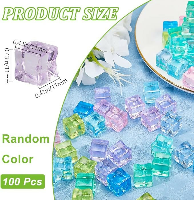 Multicolor Mini Acrylic Ice Cube Beads – Decorative Fake Ice Stones for Crafts, Vase Fillers & Party Decor