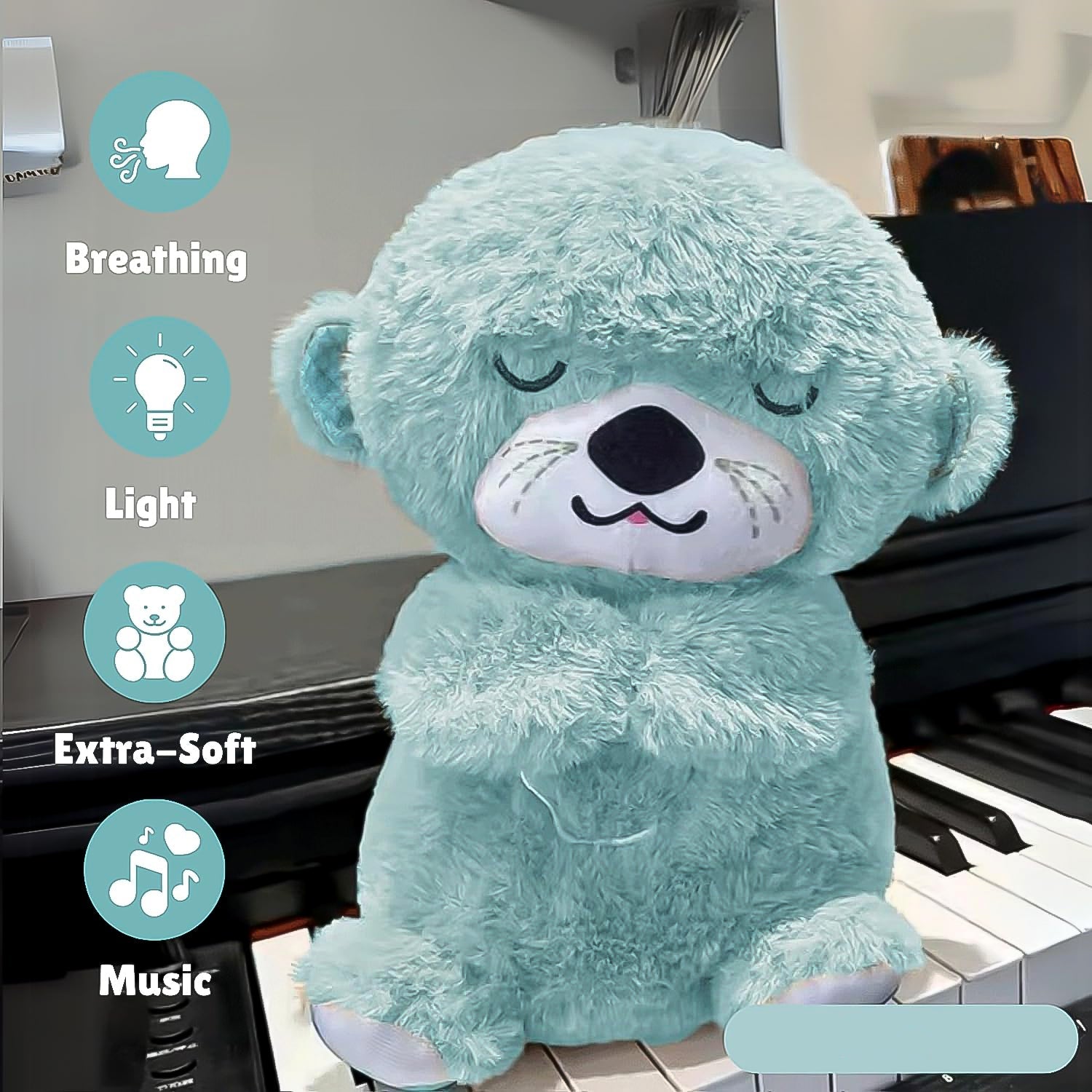 Soft Plush Musical Teddy Bear Toy with LED Light  (1 Pc)