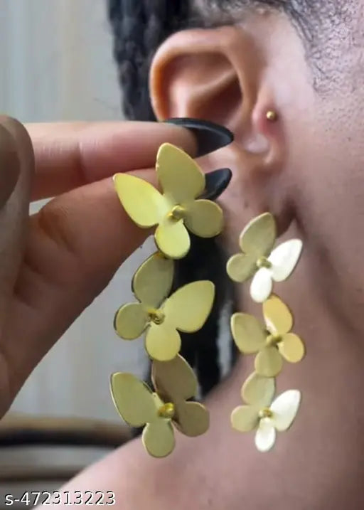 Stainless Steel Gold Plated Partywear Butterfly Earrings