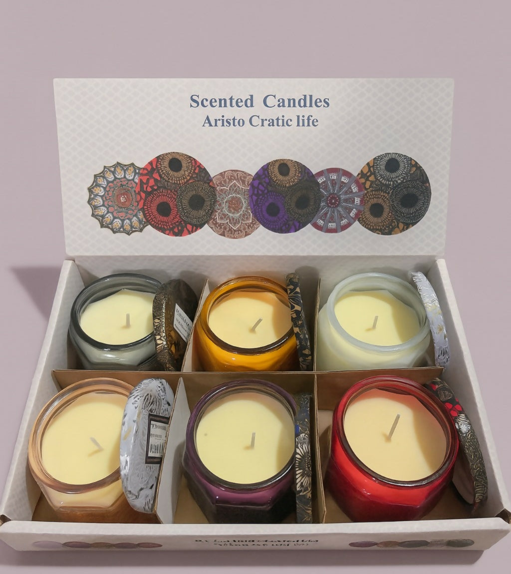 Luxury Scented Candle Gift Set of 6 | Aromatherapy Candles in Decorative Glass Jars | Premium Fragrance Candles for Home Decor, Spa, and Gifting