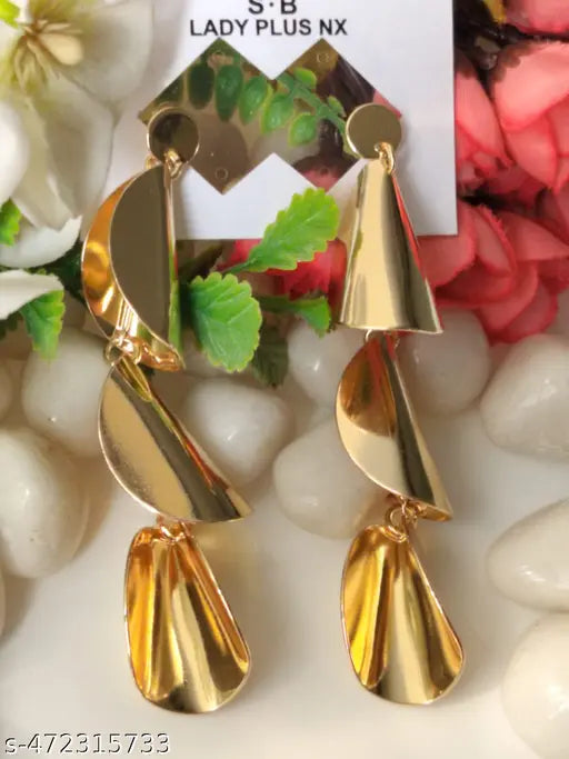Partywear Bellshdped Gold Plated Long Tassel Earrings