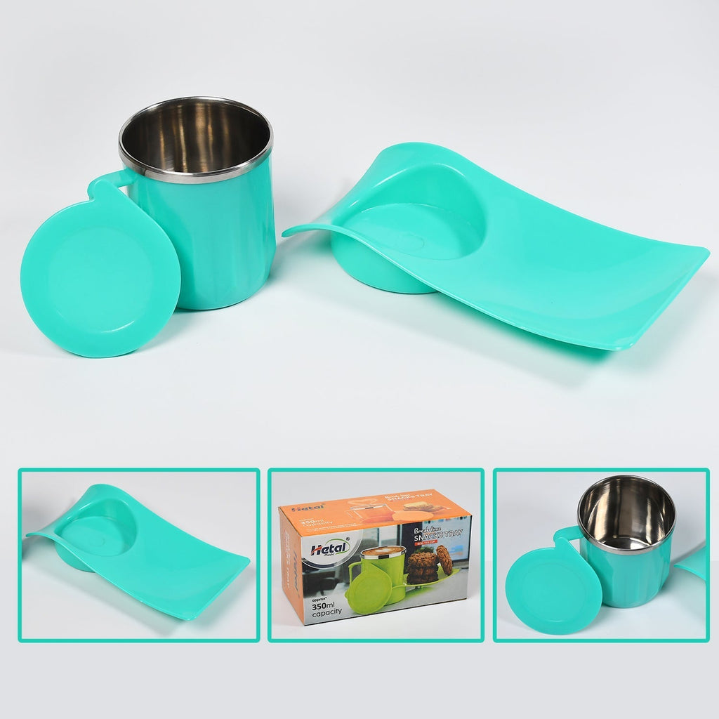 Customize Snack Tray with 350ml Steel Cup for Kids & Home Use
