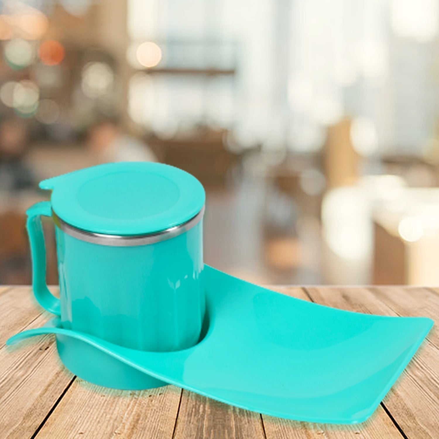 Customize Snack Tray with 350ml Steel Cup for Kids & Home Use