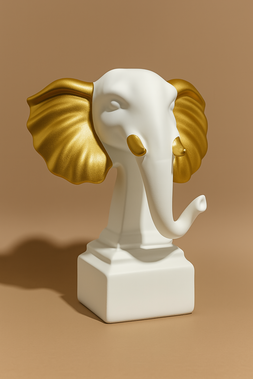 HOME DECOR Luxury White and Gold Elephant Head Showpiece