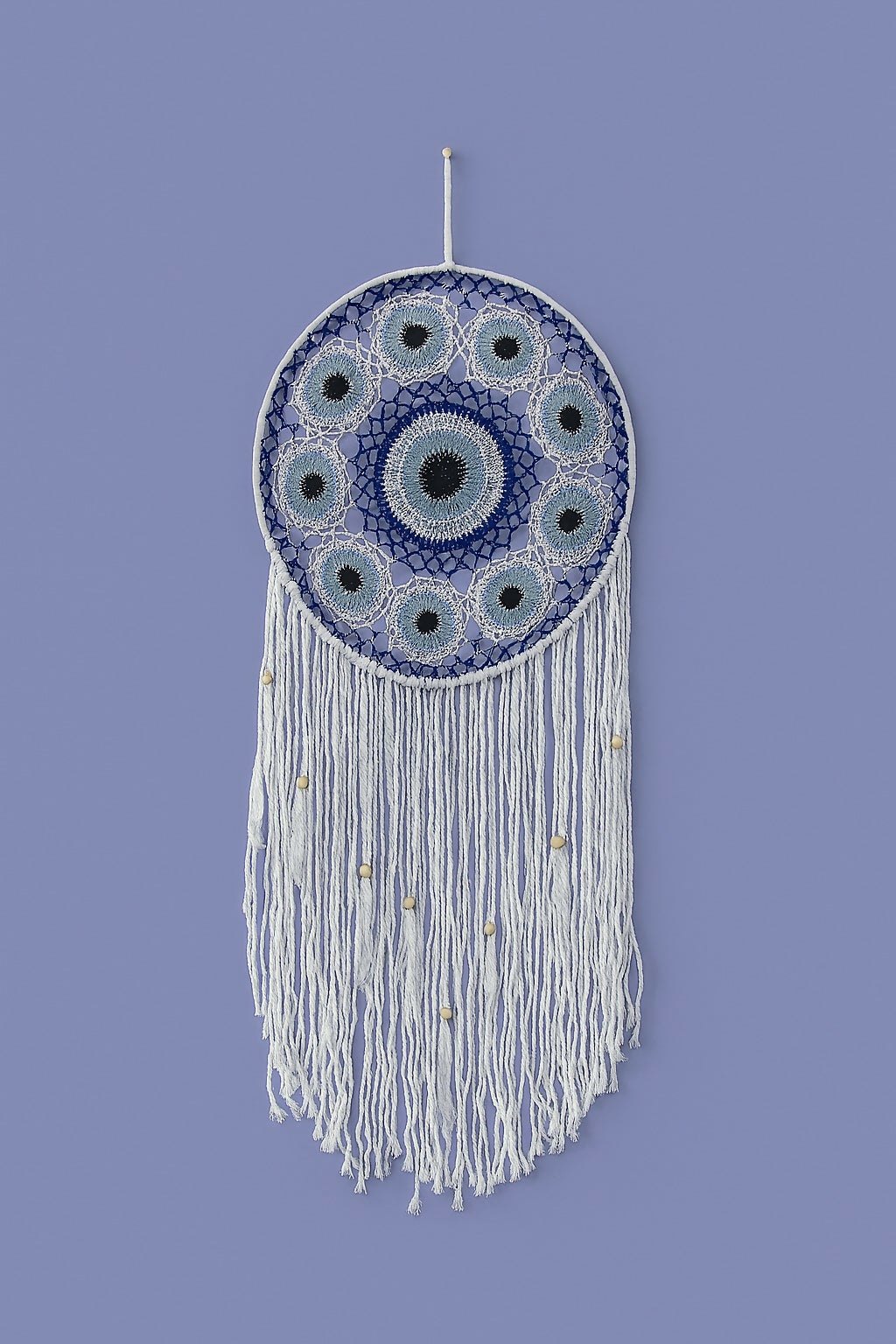HOME DECOR Handmade Macrame Evil Eye Dreamcatcher Wall Hanging – Large Boho Crochet Wall Art with Cotton Tassels for Bedroom, Living Room, Home Decor & Gifting – Spiritual Protection Wall Hanging