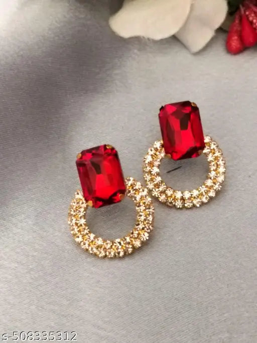 Combo of Red and Multicolored Partywear Earstuds