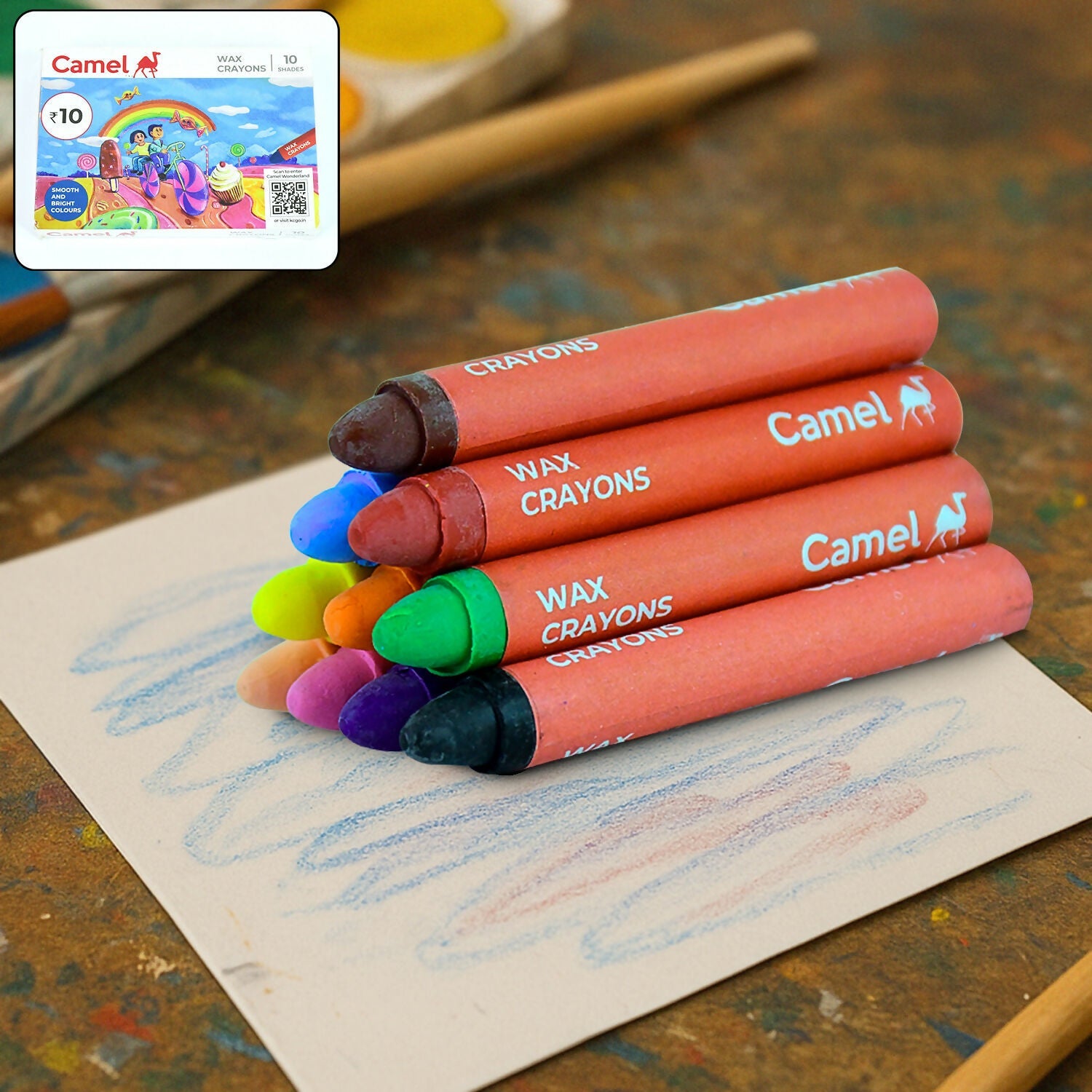 Camel Wax Smooth Crayons - 10 Shades
