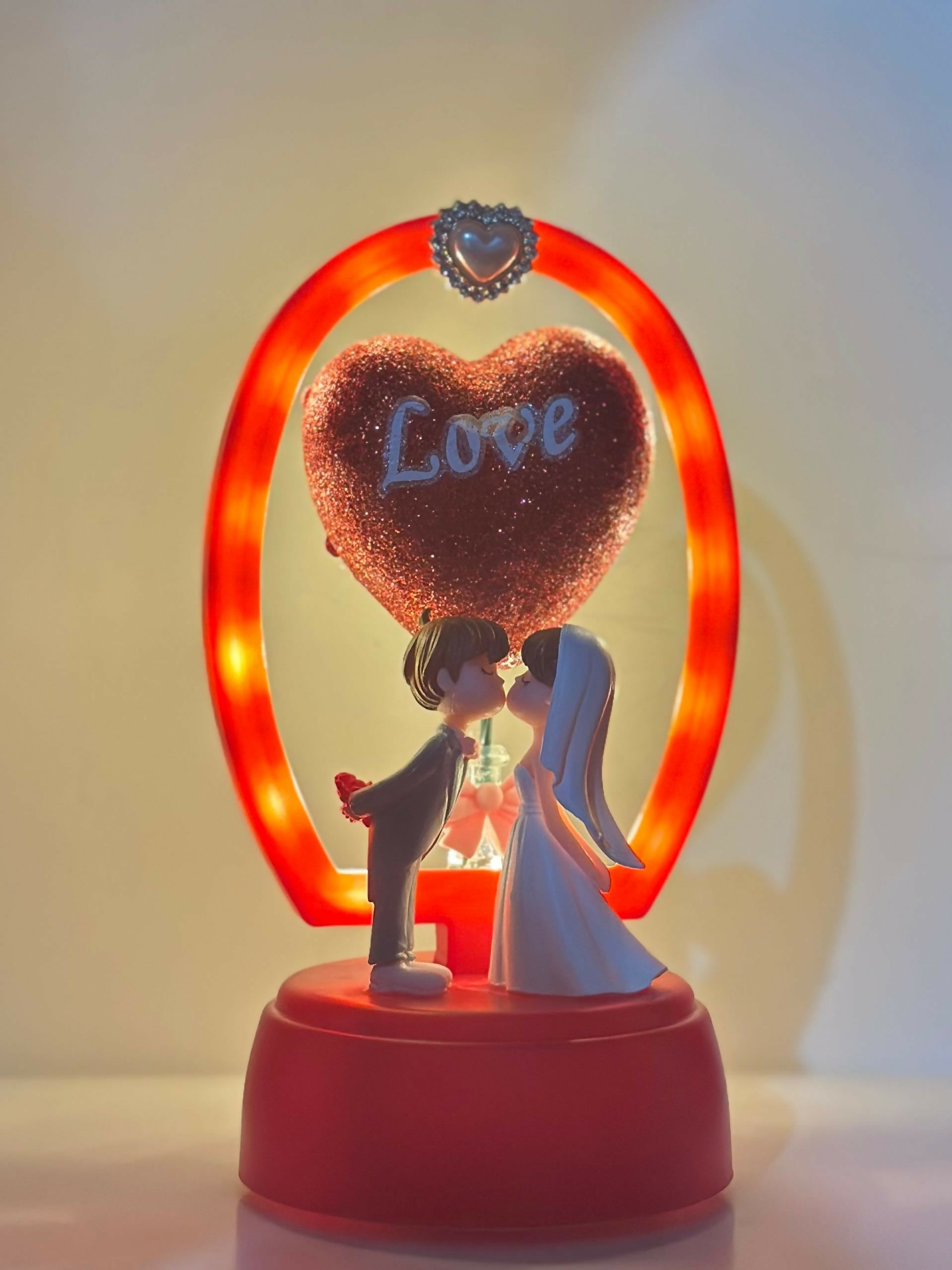 Royal Red Wedding Love Lamp Creative Love Couple Light Gift Set, Anniversary Christmas New Year Valentine's Decorative Showpiece