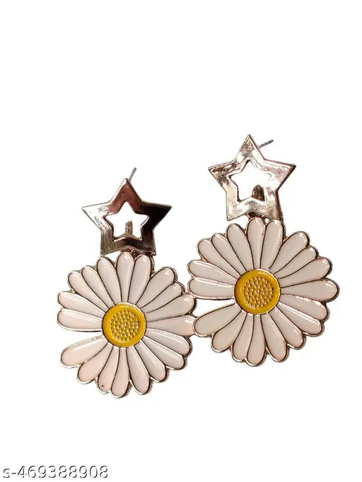 Goldplated Floral Sunflower Earrings with Different Shaped Tops