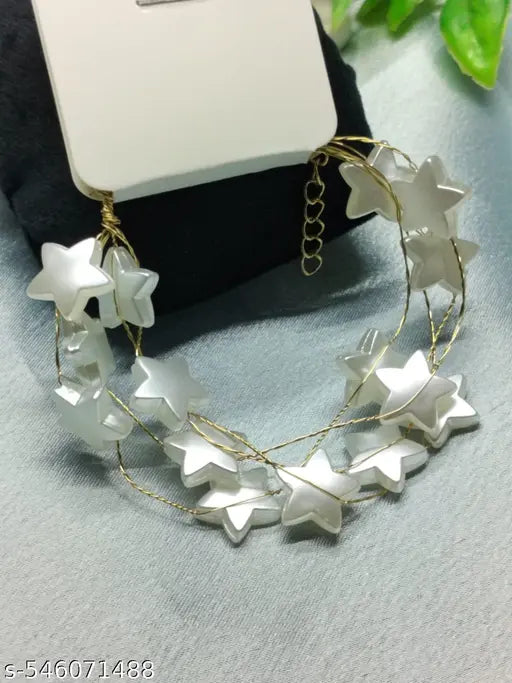 Pearl White Coloured Star Shaped Adjustable Partywear Bracelet