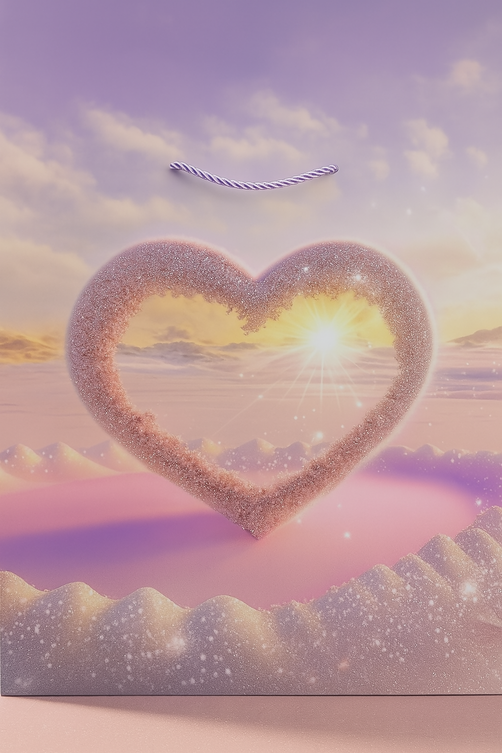 Set of 4 Luxury Heart-Themed Gift Bags with Golden Foil Embossed Design