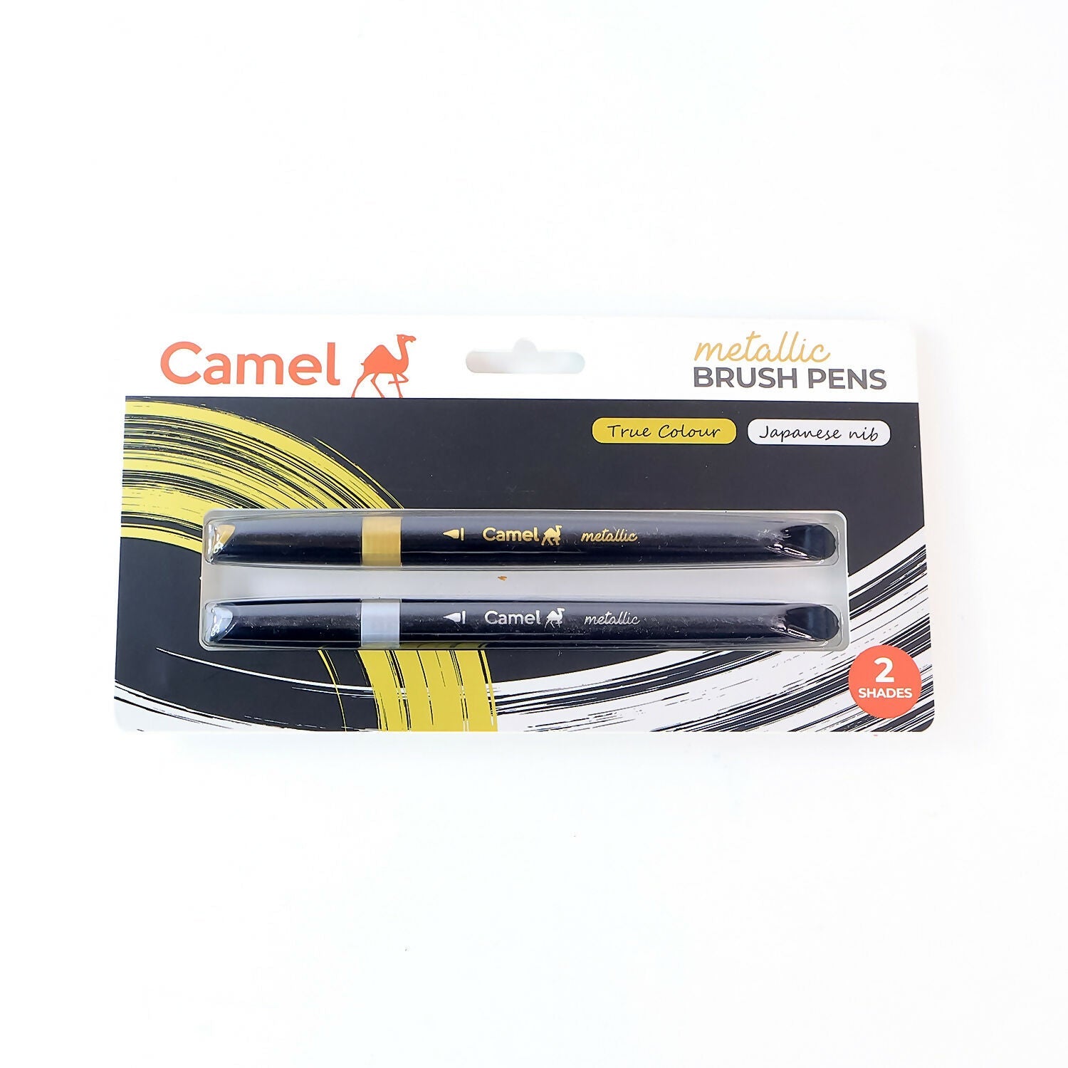 Camel Metallic Brush Pens 2 Shades Gold and Silver Shades for Calligraphy and Art