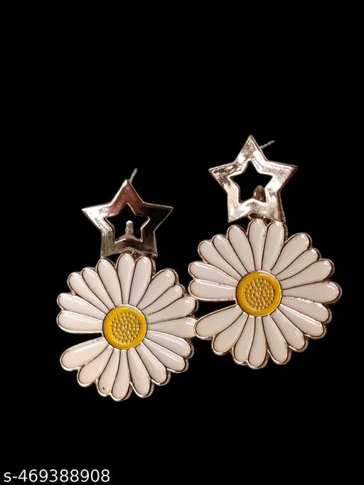 Goldplated Floral Sunflower Earrings with Different Shaped Tops
