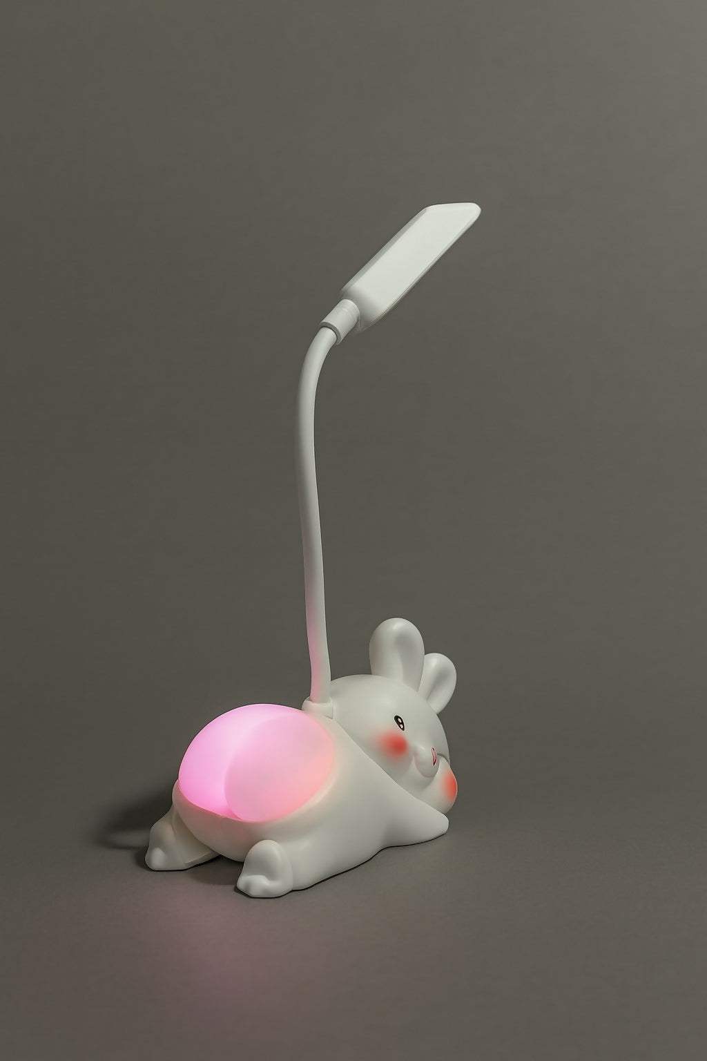 Cute Lying Bunny LED Desk Lamp with Night Light – USB Rechargeable Flexible Gooseneck Eye Protection Study Light for Kids, Bedroom & Study Table Décor