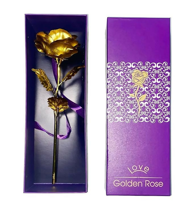 24K Gold Foil Artificial Rose with Gift Box | Eternal Golden Rose for Valentine’s Day, Anniversary, Birthday, Wedding, Mother’s Day & Romantic Gifts for Wife, Girlfriend, Mom & Loved Ones