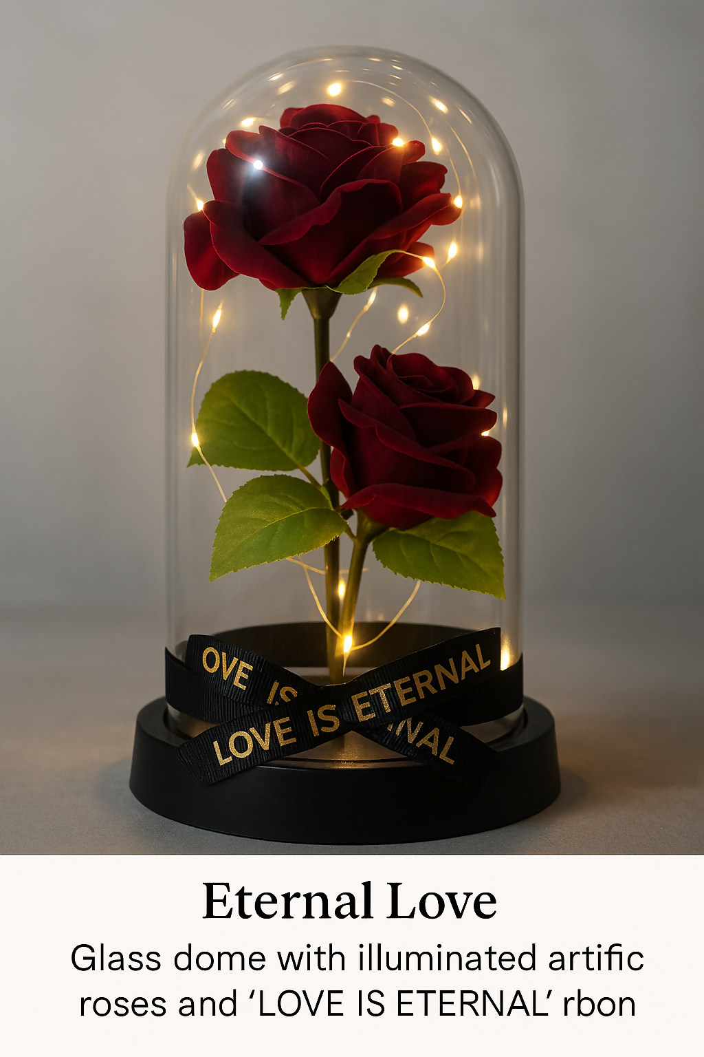 Eternal Red Rose with LED Fairy Lights in Glass Dome – Romantic Forever Flower Gift for Her, Valentine’s Day, Anniversary, Birthday, or Home Decoration