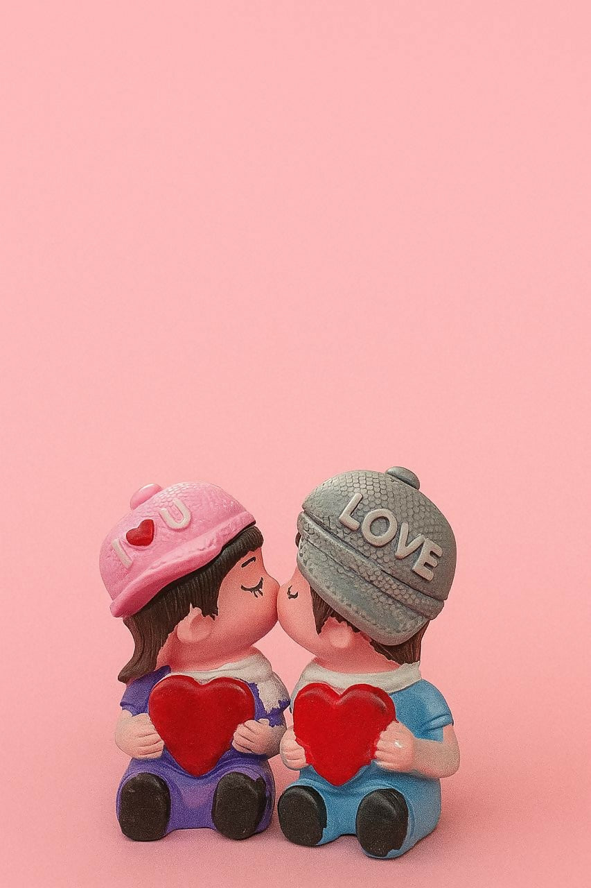 Adorable Resin Couple Statue with LOVE Lettering and Heart – Romantic Boy and Girl Kissing Figurine for Anniversary, Valentine's Day, or Home Decor – Cute Gift for Girlfriend, Boyfriend, or Newlyweds