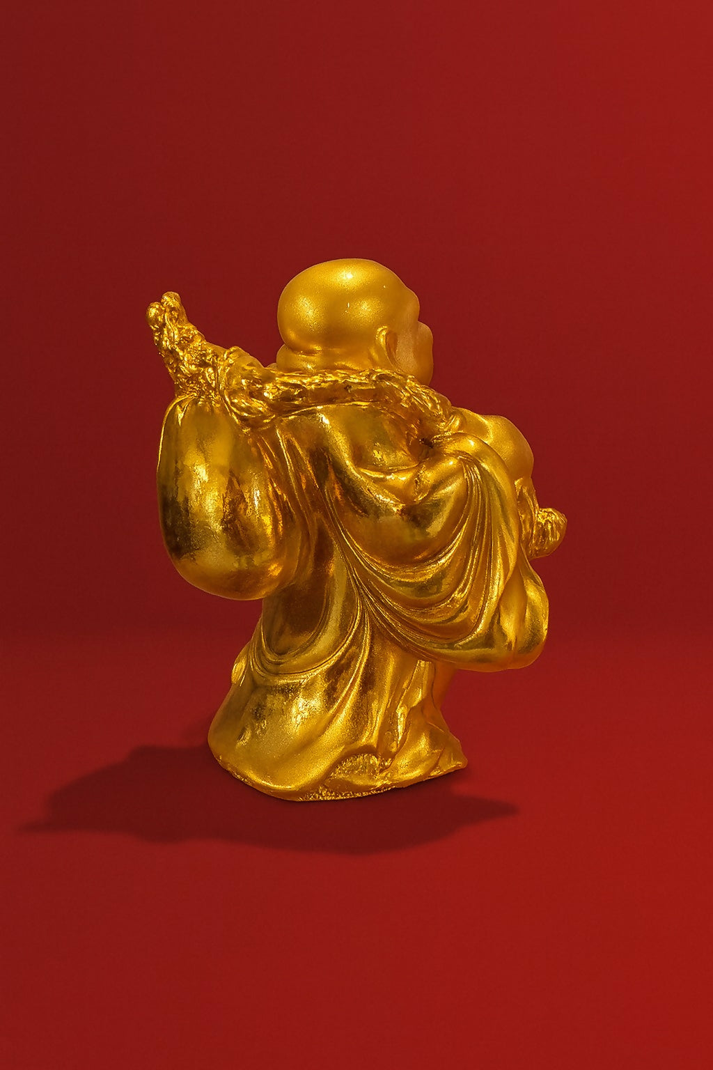 Golden Laughing Buddha Idol Holding Wealth Ingot and Coin – Feng Shui Statue for Home Decor, Positivity, and Prosperity – Resin Showpiece for Living Room, Office, or Gifting