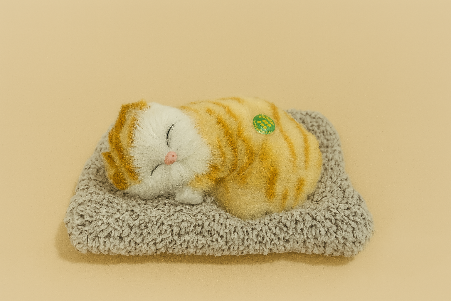 Realistic Sleeping Cat Toy for Car Dashboard Decoration – Soft Plush Pet Figurine with Bed | Lifelike Motionless Cat Model for Home, Office, Gift & Animal Lovers (Orange Tabby)