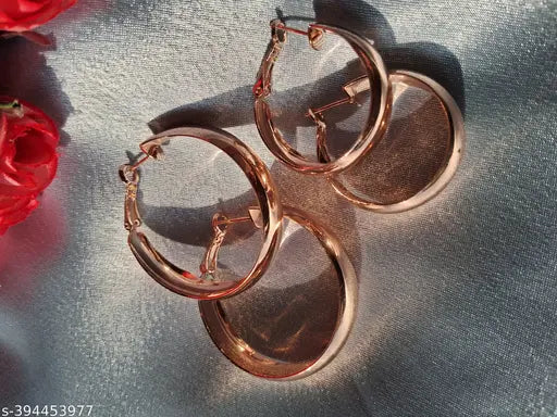 Rose Gold Hoop stud Earrings for Women Girls