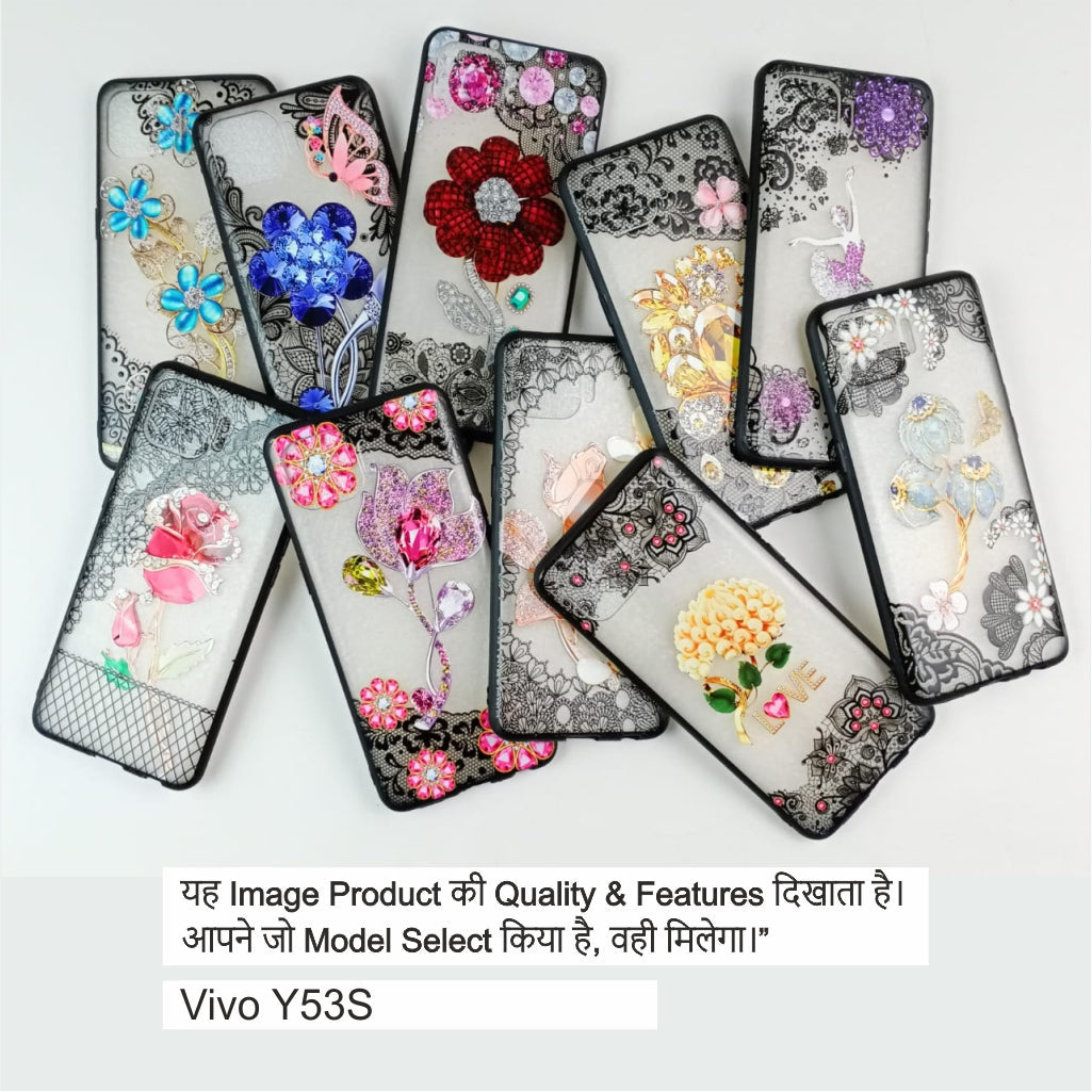 Flower Diamond Print Case Case For Vivo Y53s
