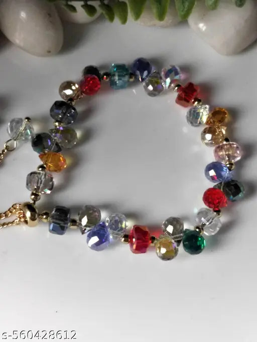 Partywear Adjustable Bracelet With Different Colours Shining Crystal Stones