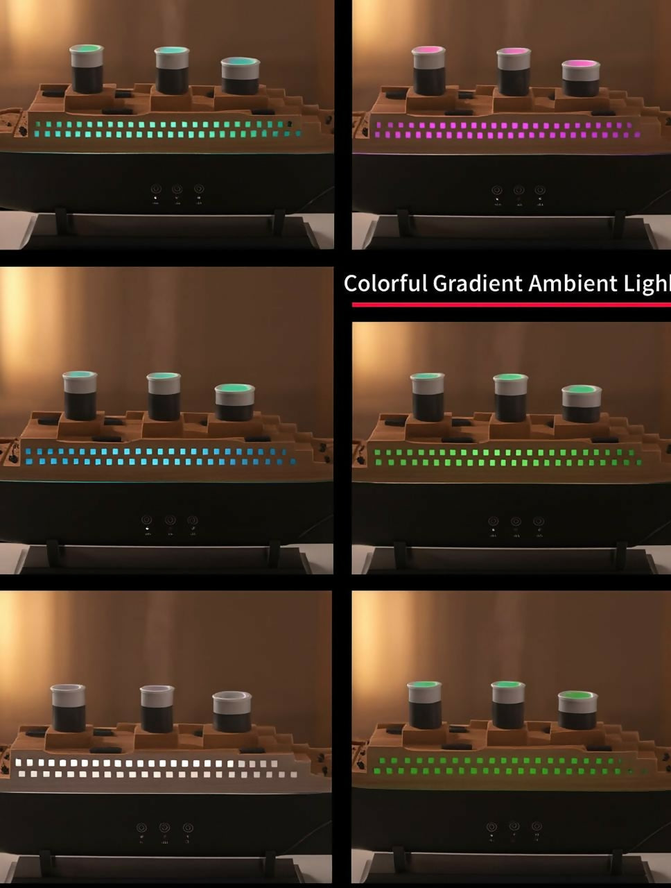 Luxury Titanic-Inspired Jellyfish Aroma Diffuser with Colorful Gradient Ambient LED Lights, Ultrasonic Essential Oil Humidifier, 3 Smokestack Mist Outlets – Ship Design Home Decor and Aromatherapy Machine