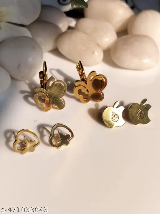 Combo of 3 Stainless Steel Earrings (1 Bali and 2 Earrings)