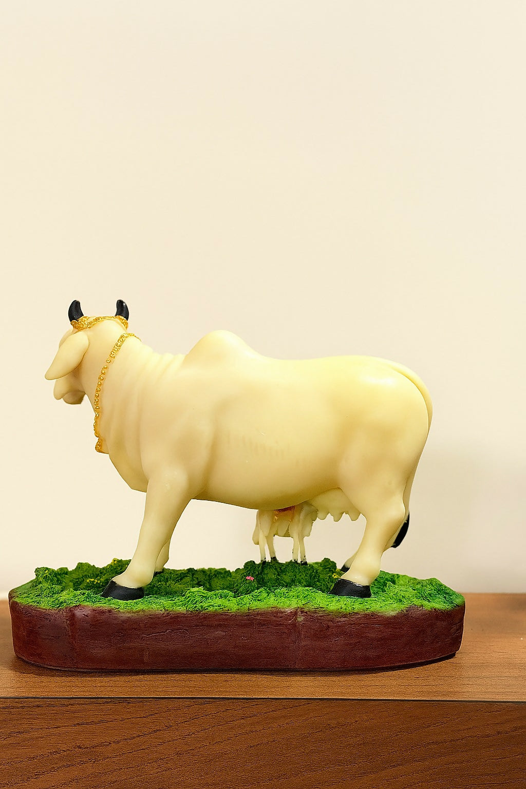 HOME DECOR Kamdhenu Cow and Calf Idol with Colorful Deities – Divine Resin Sculpture for Pooja Room, Mandir, and Home Temple Decor – Sacred Gau Mata Statue for Spiritual Gifting and Vastu Blessings