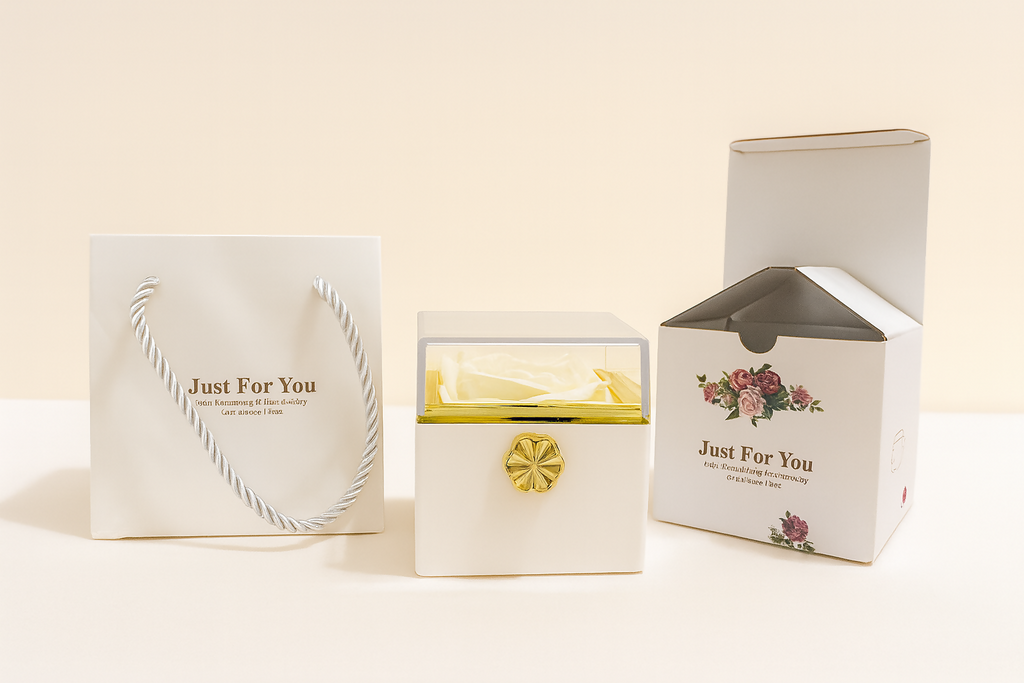 Luxury Eternal Rose Gift Box with Jewelry Drawer – Preserved Real Looking Rose in Elegant Display Case, Romantic Gift with Necklace Storage, Premium Packaging with Gift Bag – Perfect for Birthday, Anniversary, Valentine’s Day