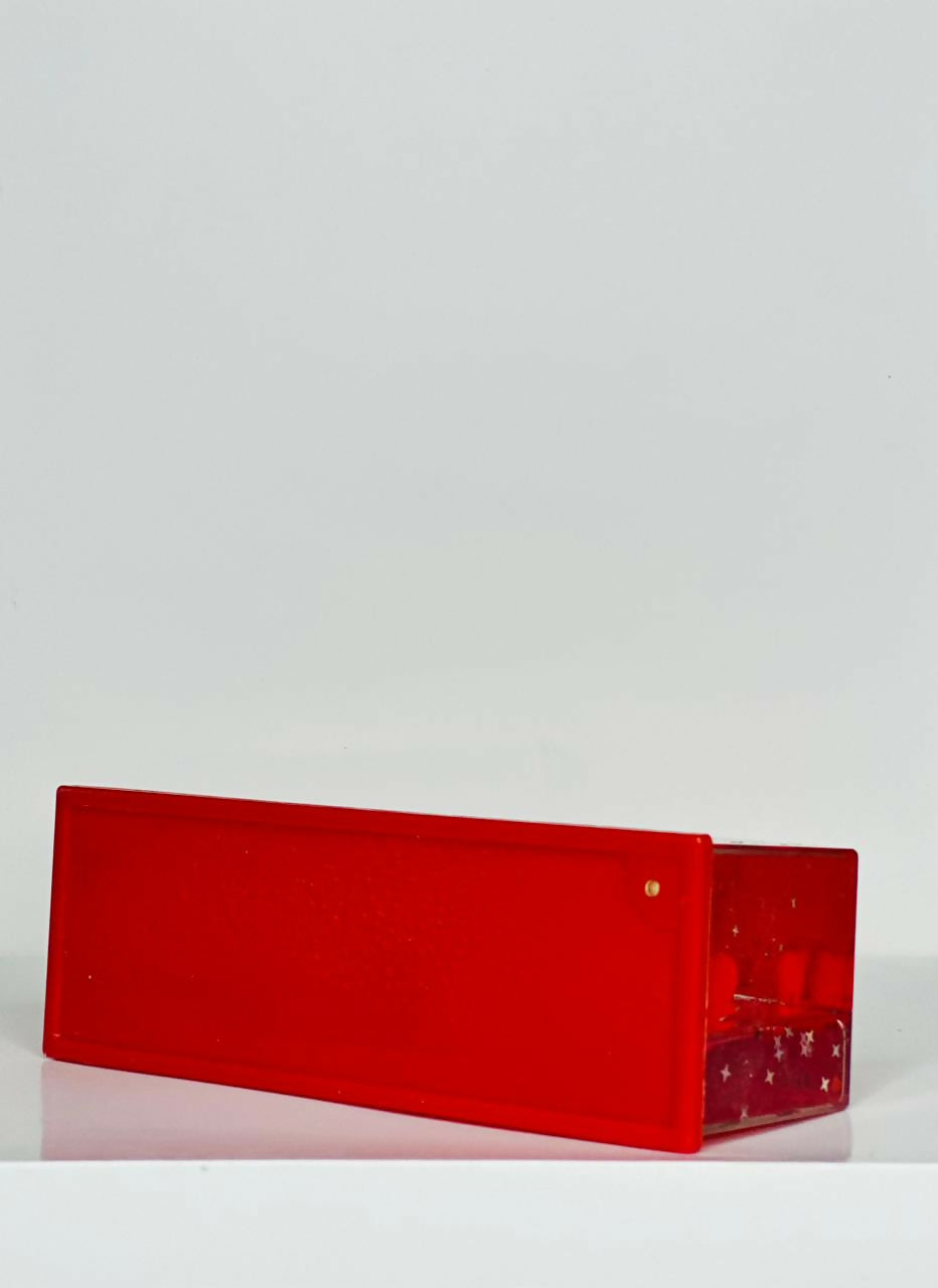 Crimson Heart Glow Block Acrylic Liquid Motion Teddy Love Sign Block | Valentine's Day Gift | Romantic Desk Showpiece | Clear Decorative Display with Floating Glitter & Love Design