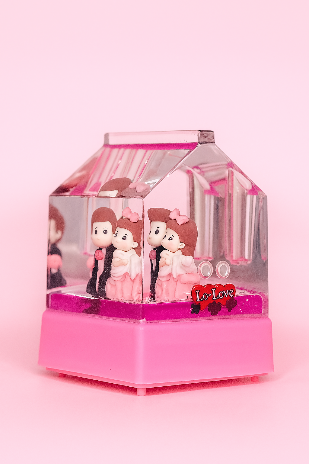 Forever Yours Love Cube Acrylic Liquid Motion Teddy Love Sign Block | Valentine's Day Gift | Romantic Desk Showpiece | Clear Decorative Display with Floating Glitter